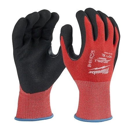 Milwaukee Tool Cut-Resistant Coated Gloves, Cut Level A2 , Dipped , Nitrile , Sandy , XL 1 PR 48-22-8928