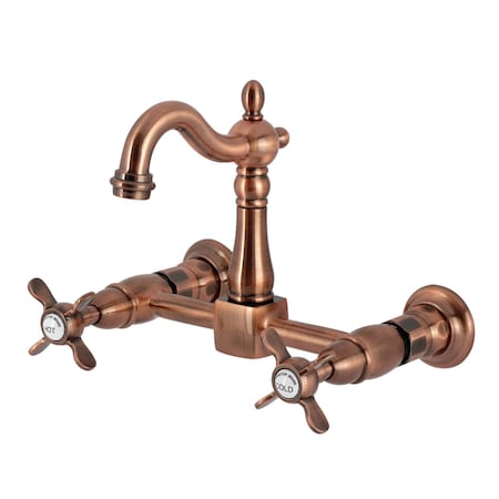 Kingston Brass Two-Handle Wall Mount Bridge Kitchen Faucet, Antique Copper KS244BEXAC