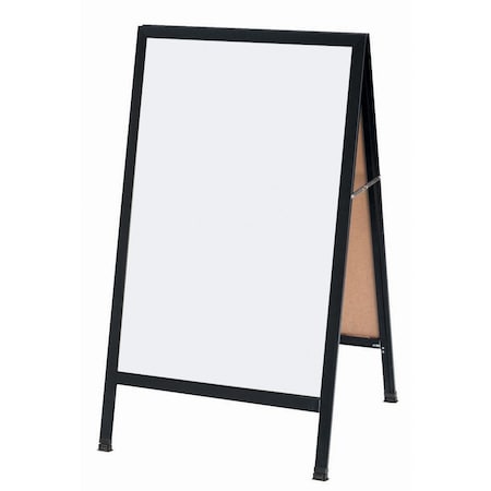 Aarco A-Frame Sidewalk Board, White Porcelain Markerboard and a Black Aluminum Frame, 42''Hx24''W BA-5SW