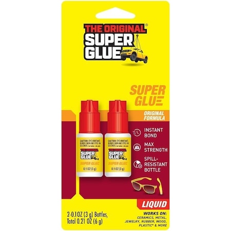 The Original Super Glue Superglue Corp 19108 Quick-Setting Adhesive, Liquid, Clear, 3 g 11710237