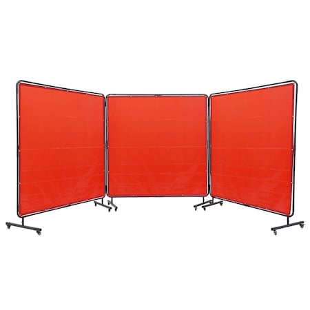 Vevor Welding Screen with Frame 3 Panel 6' x 6' Welding Curtain Screen 12 Wheels XU-2314