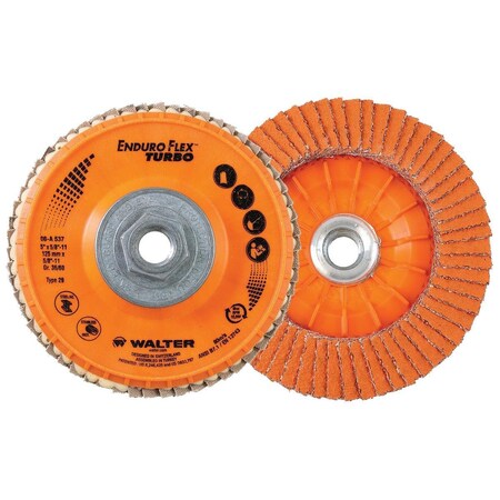 Walter Surface Technologies Walter ENDURO-FLEX TURBO Flap Disc, 5", 36/60 Grit 06A537