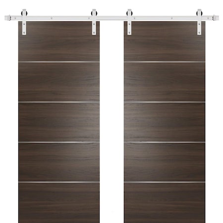 Sartodoors Sliding Double Barn Doors with Hardware, Planum 0020 Chocolate Ash, 13FT Rail Hangers Sturdy Set, M PLANUM0020DB-S-CA-60 x 80 (2* 30x80)
