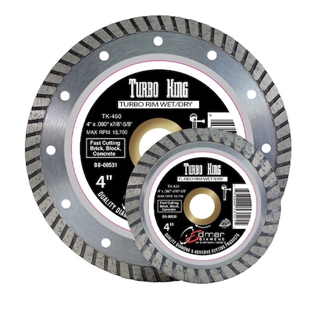 Continental Abrasives 4.5in x .080in x 7/8in x 5/8in x Tubo Continuous Rim Diamond Blade for Angle Grinders DB-00532