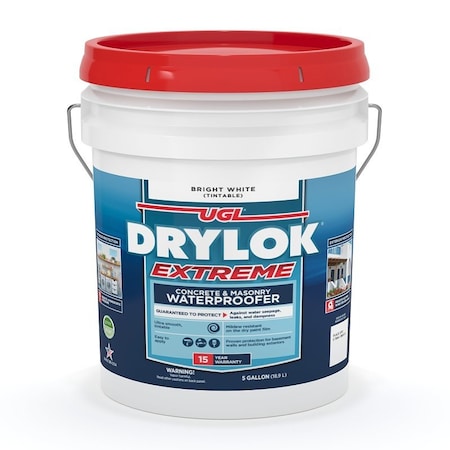 Ugl DRYLOK EXTREME Series Masonry Waterproofer, White, Liquid, 5 gal Pail 28615