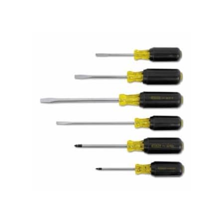 Stanley 6 Pc Vinyl Grip Screwdriver Set, Phillips, Slotted, #1, #2, 1/4 in, 3/16 in, 5/16 in 680-66-565