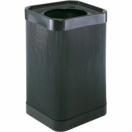 Safco 38 gal. Plastic Square Trash Can, Black 9790BL