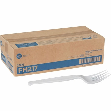 Dixie Plastic Cutlery, Heavy Mediumweight Fork, White, 1000PK FM217