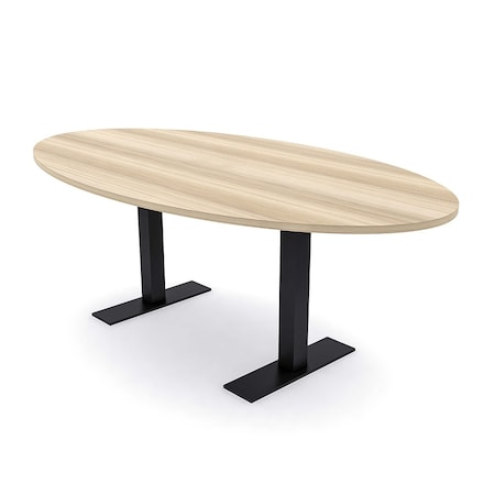 Skutchi Designs 4 Person Conference Table With Power Unit | 7' Oval Table | Harmony Series HAR-OVL-48X84-T.BK-K525-NA