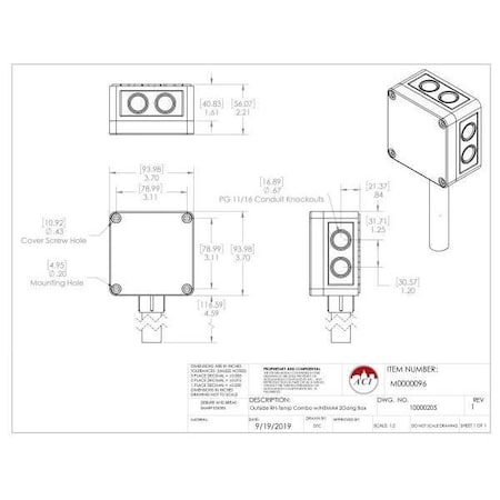 Aci Outside Temp/Humidity sensor A/RH3-TT1K-O-4X-4