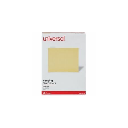 Universal Hanging File Folders, Yellow, 8.5in H, 25PK UNV14119