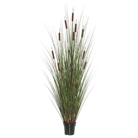 Vickerman 60 in. Grass with 12 Cattails Potted TN170360