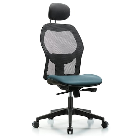 Blue Ridge Ergonomics Mesh Back Chair, Storm Seat, Head Rest, Casters BR-EXE-VMDHCH-RG-H1-A0-RC-8822