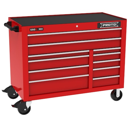 Proto 550 Series Rolling Tool Cabinet, 11 Drawer, Red, 50 in W x 25-1/4 in D x 41 in H J555041B-11RD