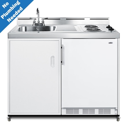 Summit 48in Wide Mobile All-In-One Kitchenette, No Plumbing Needed C48ELPUMPMB