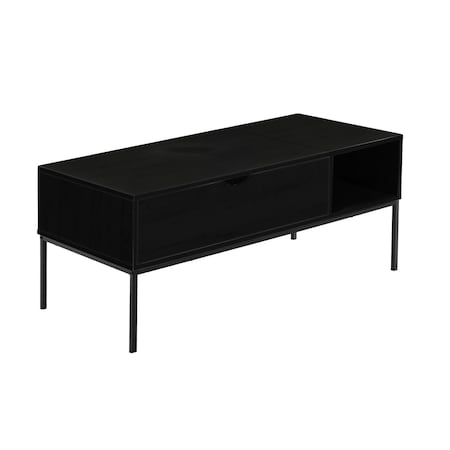 Monarch Specialties Coffee Table, 42"L, Rectangular, Cocktail, Lift-top, Black Laminate, Black Metal, Contemporary I 3808