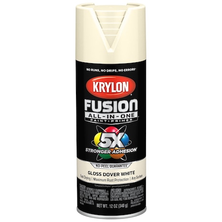 Krylon 12 Oz K02706007 Dover White Fusion All-In-One Paint & Primer Spray Paint, Gloss K02705007