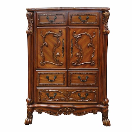 Homeroots 43" Brown Solid Wood Five Drawer Standard Chest 347001