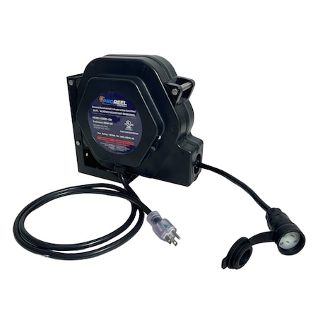 Alert Reel Mfg ProReel Retractable Weather Resistant Cord Reel, 15 Amp, 20' 12/3 SJTOOW, Water-Tight Connector 5320T-SW