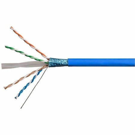 Monoprice Cat6A 1000ft Blue CMR UL Bulk Cable Shielded F/UTP Solid 23AWG 650MHz 10G Pure Bare Copper 41936