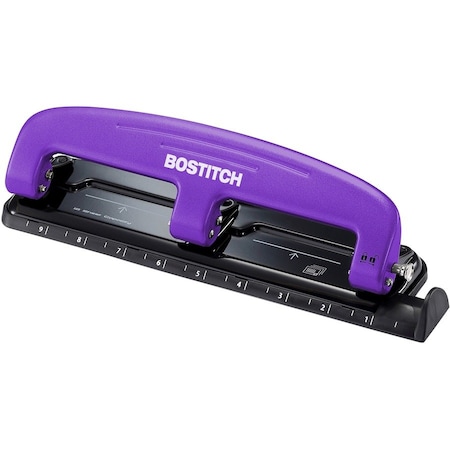 Bostitch EZ Squeezetrade 12 ThreeHole Punch, Purple ACI2105