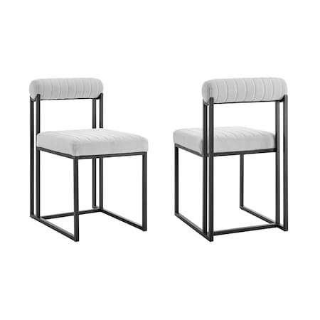 Armen Living Anastasia Dining Chair with Matte Black Iron and Light Gray Fabric - Set of 2 LCANSIBLKLGRY