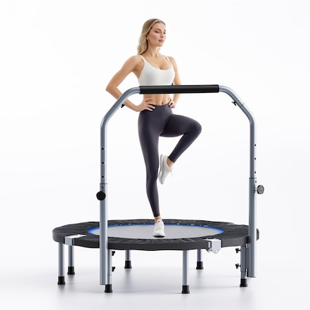 Simple Deluxe 40in/48in Mini Trampoline Fitness Rebounder, 330LBS Foldable Exercise Trampoline with Adjustable Ha 3A88SOTRPLINEFITBLU40