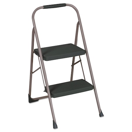 Cosco Step Stools, 2 Steps, 20.5" Overall Height, Steel, Black/Gray 11308PBL1E