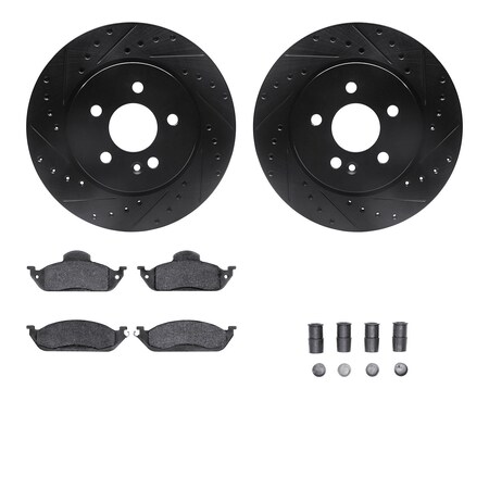 Dynamic Friction Co DFC Rotors-Drilled & Slotted-Black w/ EURO 5000 Ceramic Brake Pads Incl Hdw 8612-63077
