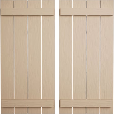 Ekena Millwork Rustic Four Board Spaced Board-n-Batten Rough Sawn Faux Wood Shutters, 23 1/2W x 34H, PR SHUBSS23X34RSPR