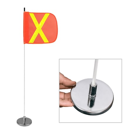 Safetywhips Warning Whip Light Duty Whip with Flag, White Whip, Orange Flag, Yellow Reflective X, 36 Length LWM03-SXY