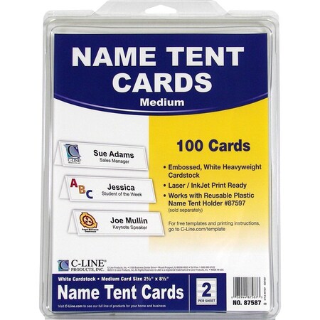 C-Line Products CLI87587 Scored Tent Cardstock White 50 Box 87587