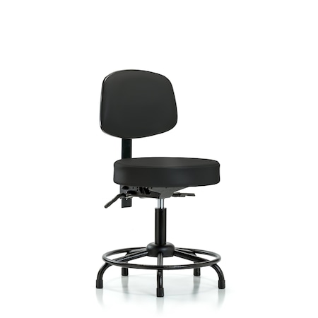 Blue Ridge Ergonomics Desk Stool, Vinyl, Bk, RT, Tilt, Glides, Blk BR-VDHST-RT-T1-RG-8540