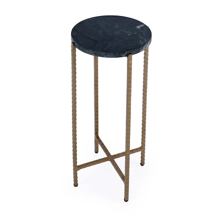 Homeroots 21" Green and Gold Marble and Iron Drink Size Round End Table 634881