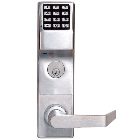 Alarm Lock Pushbutton Exit Trim, 2000 Users, 40,000 Event Audit Trail, Weatherproof, Straight Lever, for Cal R ETDLS1G/26DCR8