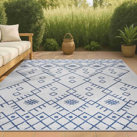 Jonathan Y Boho Moroccan Ivory/Navy 8 ft. x 10 ft. Indoor/Outdoor Area Rug SMB123B-8