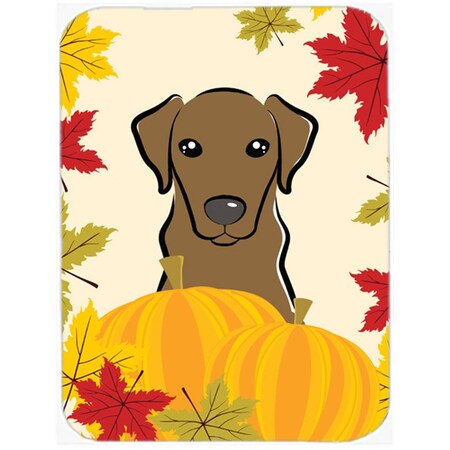 Carolines Treasures Chocolate Labrador Thanksgiving Glass Cutting Board- Large BB2040LCB