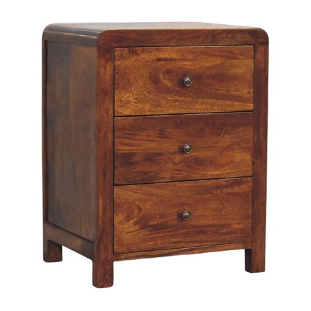 Homeroots 24" Chestnut Solid Wood Three Drawer Nightstand 722532