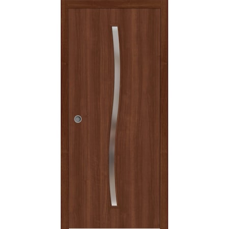 Sartodoors Sliding Pocket Door 30 x 80 inches, BASIC 3002 Walnut Franko, Kit Rail Hardware, Solid Wood Inter BASIC3002PD-GOFR-30