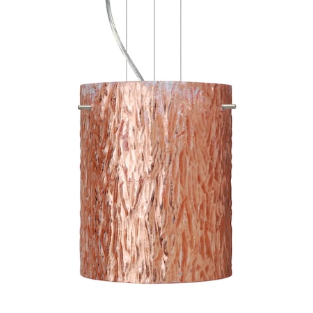 Besa Lighting Tamburo 8 Cable Pendant, Stone Copper Foil, Satin Nickel Finish, 1x11W LED 1KG-4006CS-LED-SN