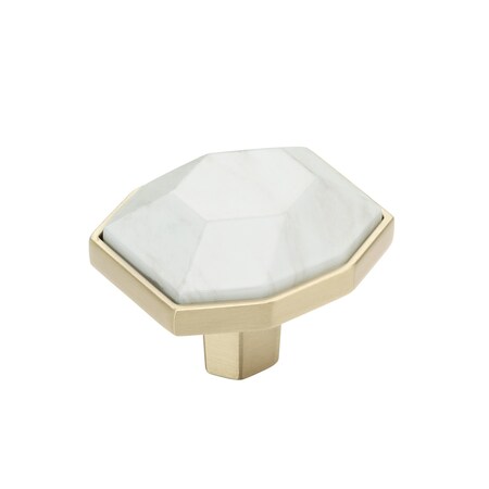 Amerock Carrione 1-5/8 inch 41mm Length Marble White/Golden Champagne Cabinet Knob BP36638MWBBZ