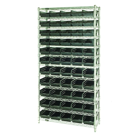 Quantum Storage Systems WIRE SHELVING UNIT W/55 CONDUCTIVE BINS WR12-104CO