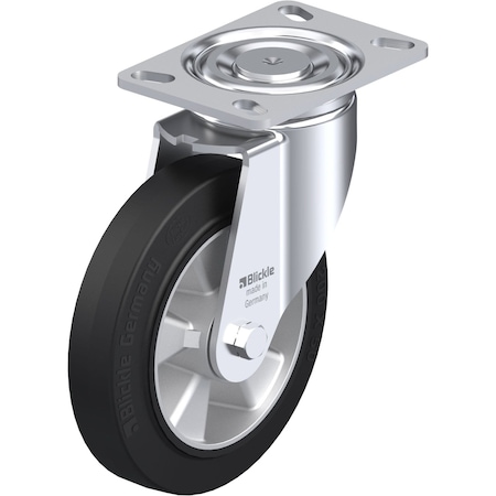 Blickle Swivel Plate Cstr, Solid Rbbr, 8", 1100 lb., Number of Wheels: 1 LH-ALEV 200K-16