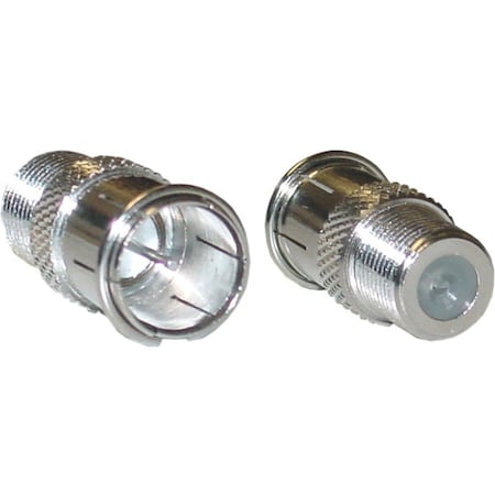 Cable Wholesale F-pin Coaxial Quick Connect Adapter, Threaded F-pin Female to Quick F-pin Male 200-103