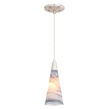 Vaxcel Milano LED Compatible Satin Nickel Transitional Mini Pendant Ceiling Light Multi Color Art Glass P0410