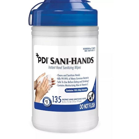 Pdi Sani Hands Hand Sanitizing Wipes Medium Canister 135 Wipes,  P13472