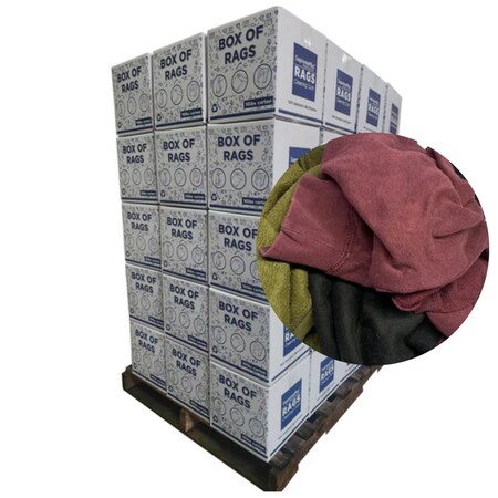 Supremeplus Recycled Color Sweatshirt Cleaning Rags , 720 lbs. Pallet, 72 x 10 lbs. Boxes, 72PK SP-9312