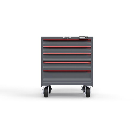 Strong Hold 5 drawer cabinet - (2x 3in, 2x 4in, 1x 6in) - Red accents - E-Lock w/ Tracking S3036-PCTAS-0502DS