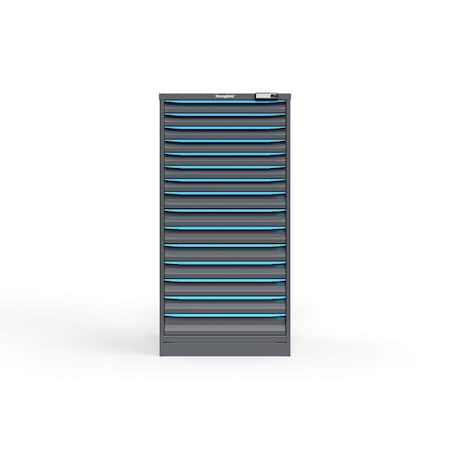 Strong Hold 15 drawer cabinet - (7x 2ft, 7x 3ft, 1x 4ft) - Blue accents - Electronic Lock S3060-PPRAS-1502FS