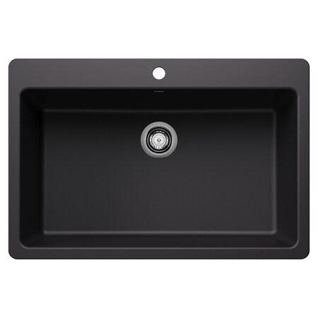 Blanco Liven SILGRANIT 33in Super Single Dual Mount Kitchen Sink - Coal Black 443194